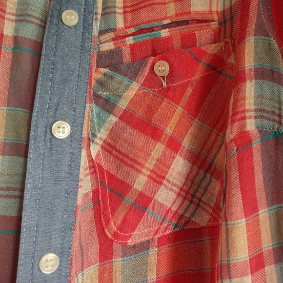 SANDRA INGRISH Sz 14W Women's 100% Cotton Button-up Plaid Long sleeve Shirt Top - Picture 8 of 13